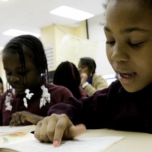 student reading